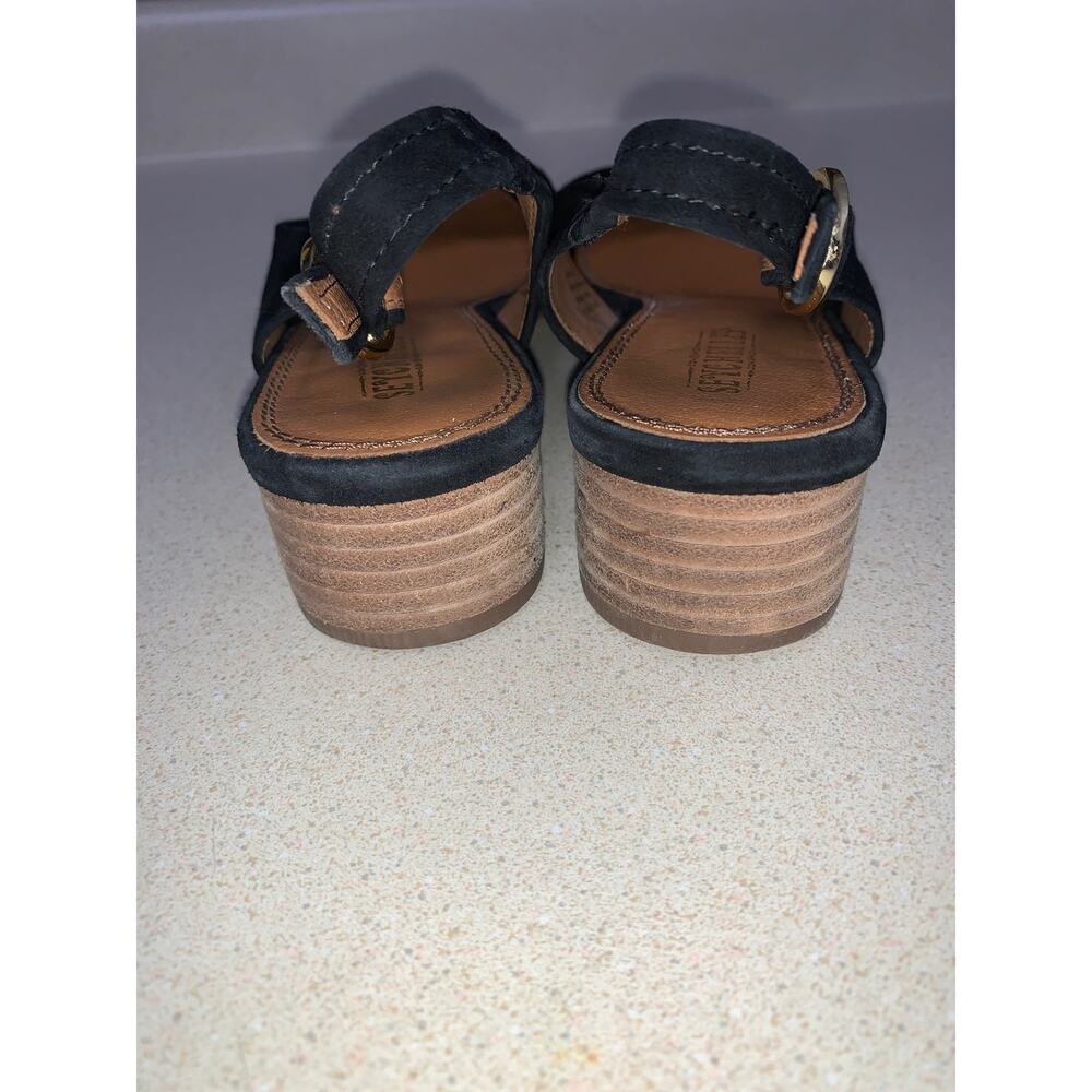 Anthropologie Seychelles Suede Sling Back Mules Black Size 8 - Picture 3 of 9